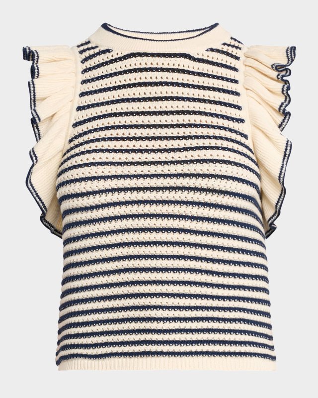 Viola Striped Ruffle Crochet Tank